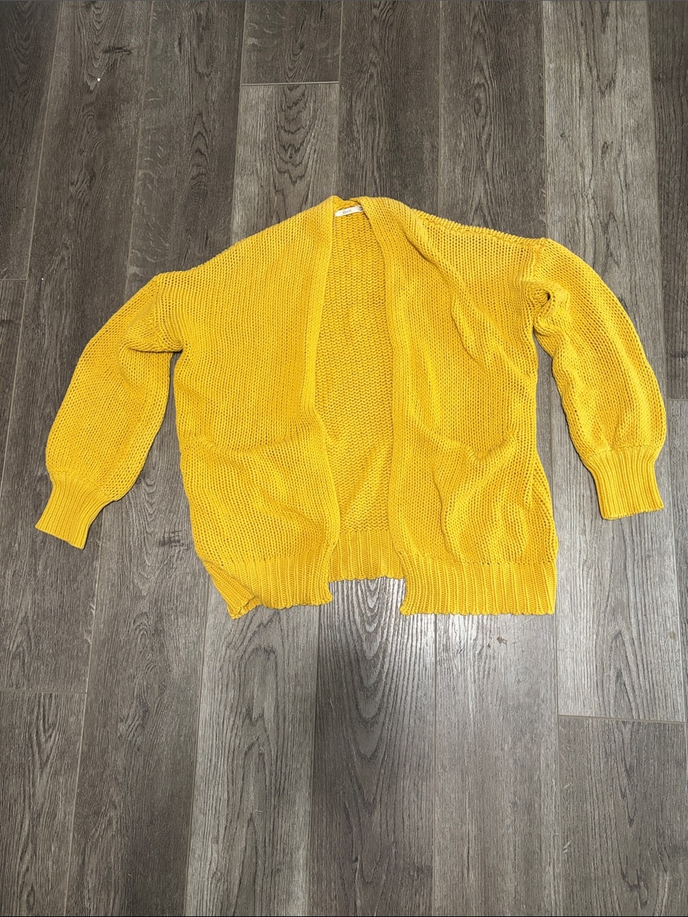 easel Mustard Yellow Open-Front Knit Cardigan